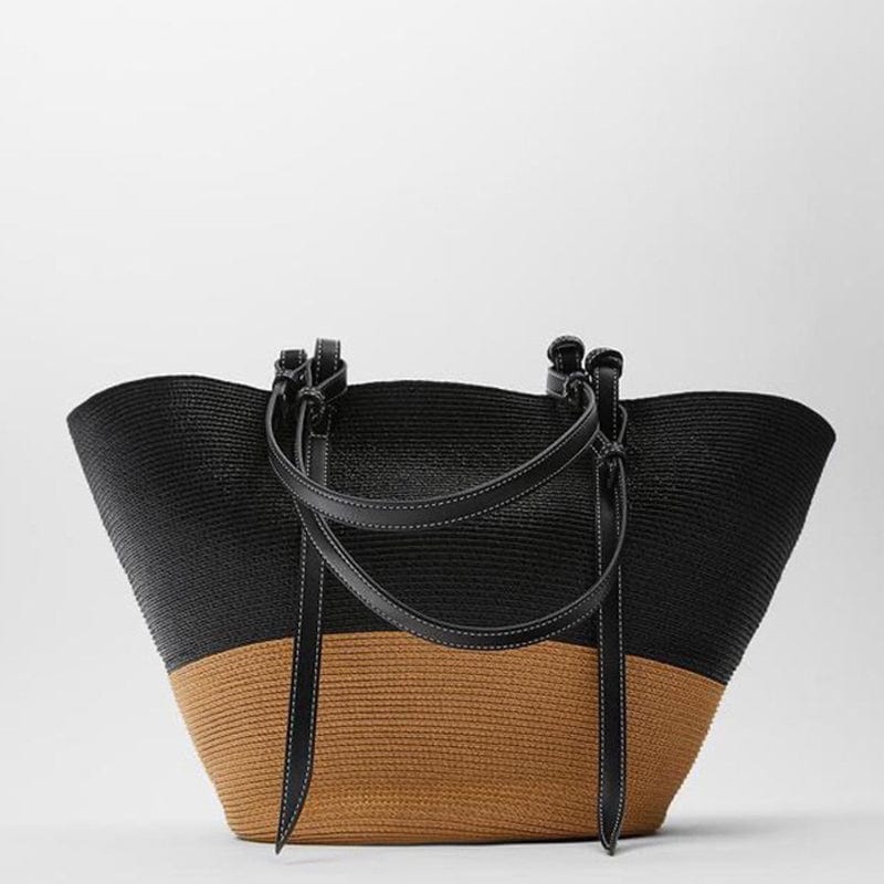 55X16X29CM / Black Large Capacity Casual Handmade Ladies Women's Hand Tote Bag Summer Holiday Vocation Basket Handbags