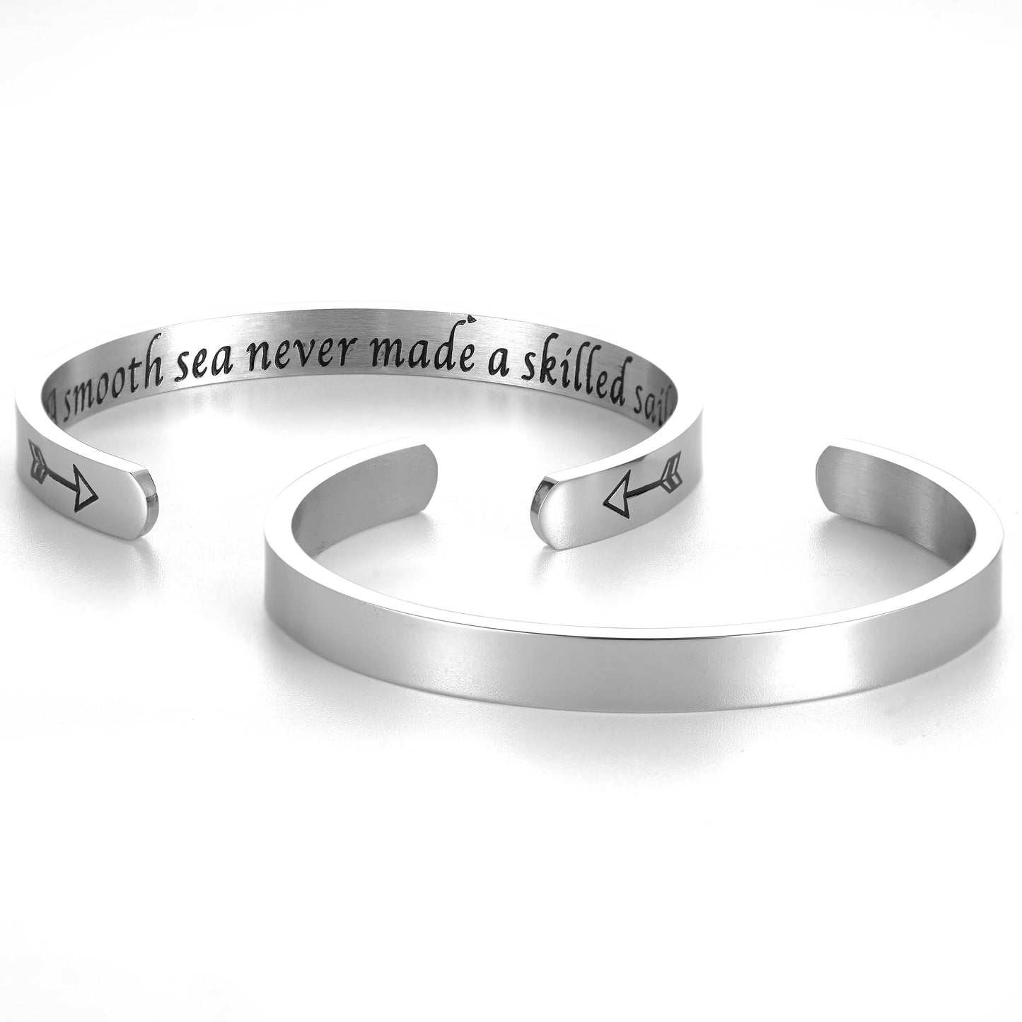 5mm / A smooth sea never Inspirational Bracelets for Women Girls Motivational Birthday Gift Cuff Bangle Friendship Personalized Mantra Jewelry