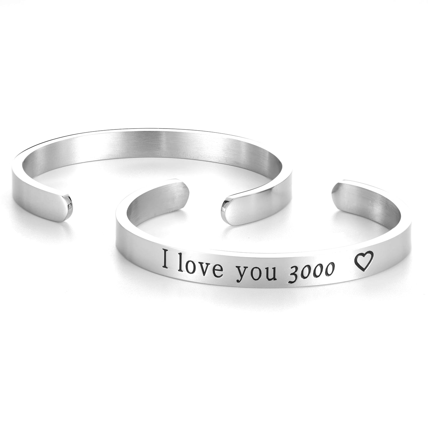 5mm / I love you 3000 Inspirational Bracelets for Women Girls Motivational Birthday Gift Cuff Bangle Friendship Personalized Mantra Jewelry