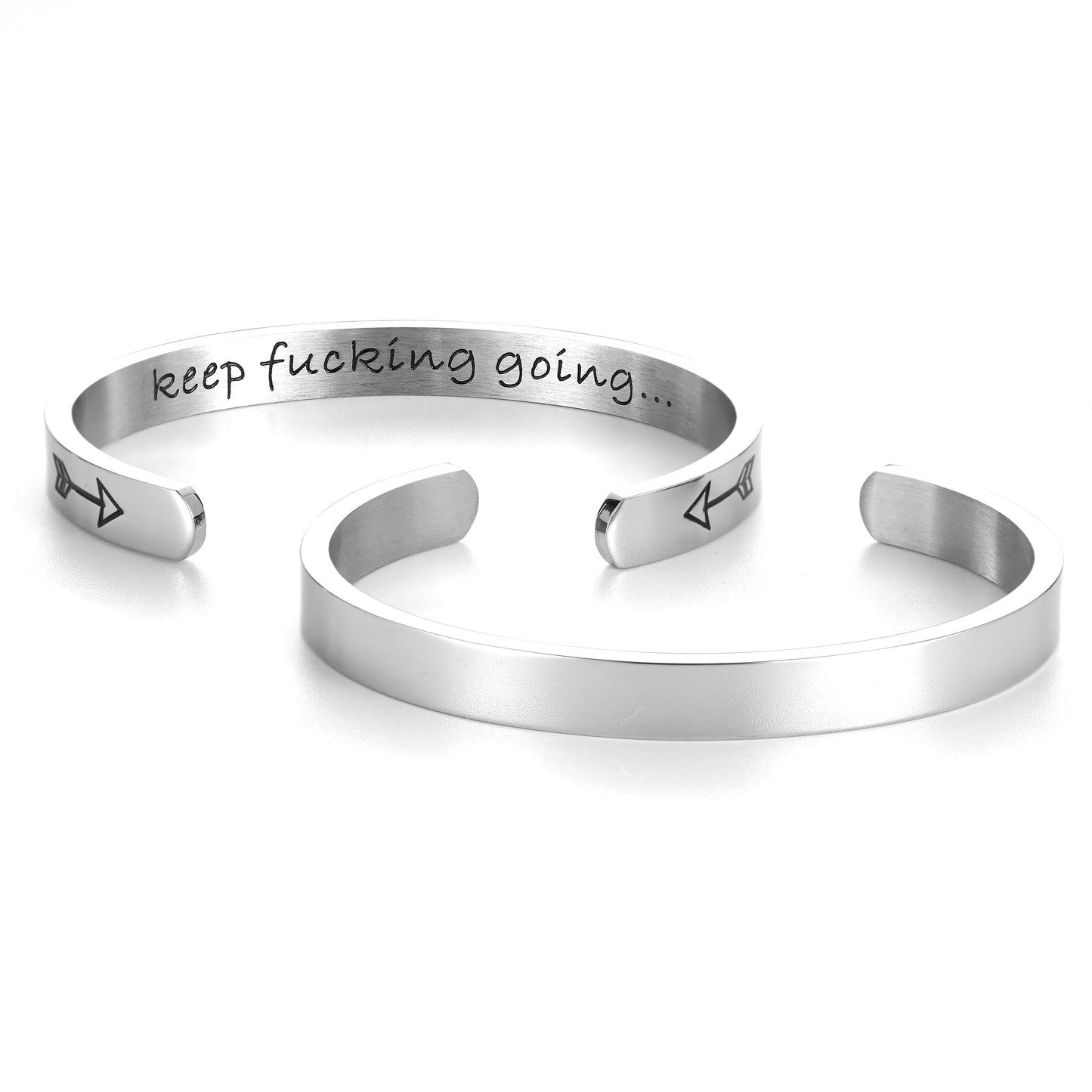5mm / keep fking going Inspirational Bracelets for Women Girls Motivational Birthday Gift Cuff Bangle Friendship Personalized Mantra Jewelry