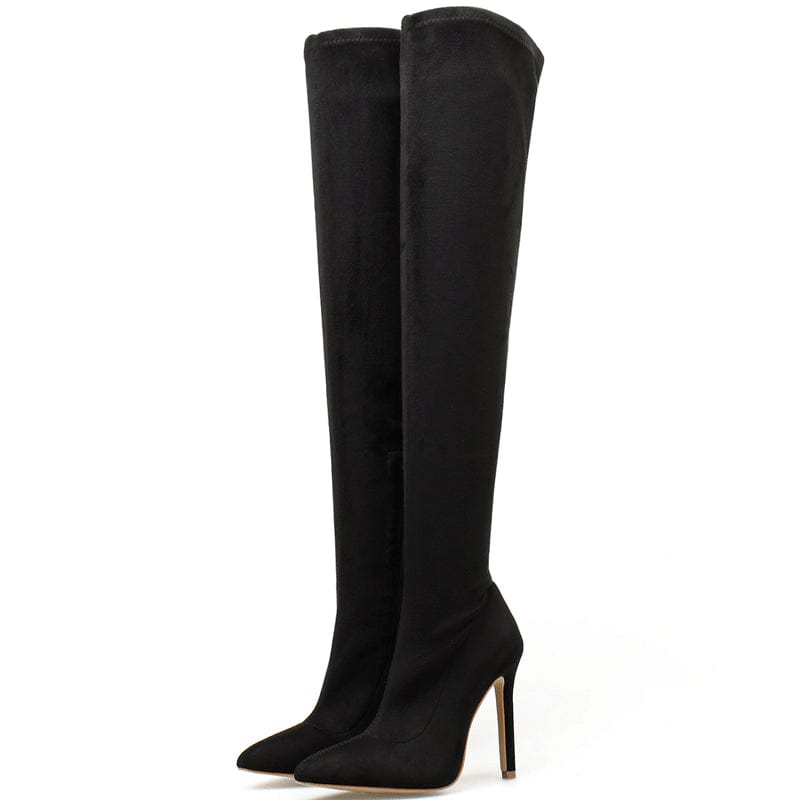 6 / black JANHE botas de mujer Sexy Ladies Pointed Thigh High Boots Heel Black Elastic Women's Boots Overknee Women Long Boots