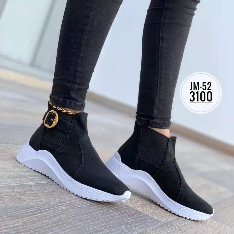 6 (EUR Size 36) / Black LE SLIDES Autumn Winter Boots Classic Elastic Snow Ankle Boots Suede Warm Fur Plush Women Plus Size Platform Shoes