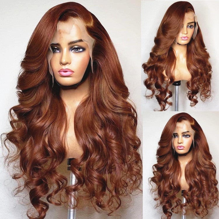6 Inches / Chocolate Brown Color Body Wave Chocolate Brown Blonde Color Wholesale Different Texture Body Wave Virgin Brazilian Cuticle Aligned Hair Lace Front Wigs