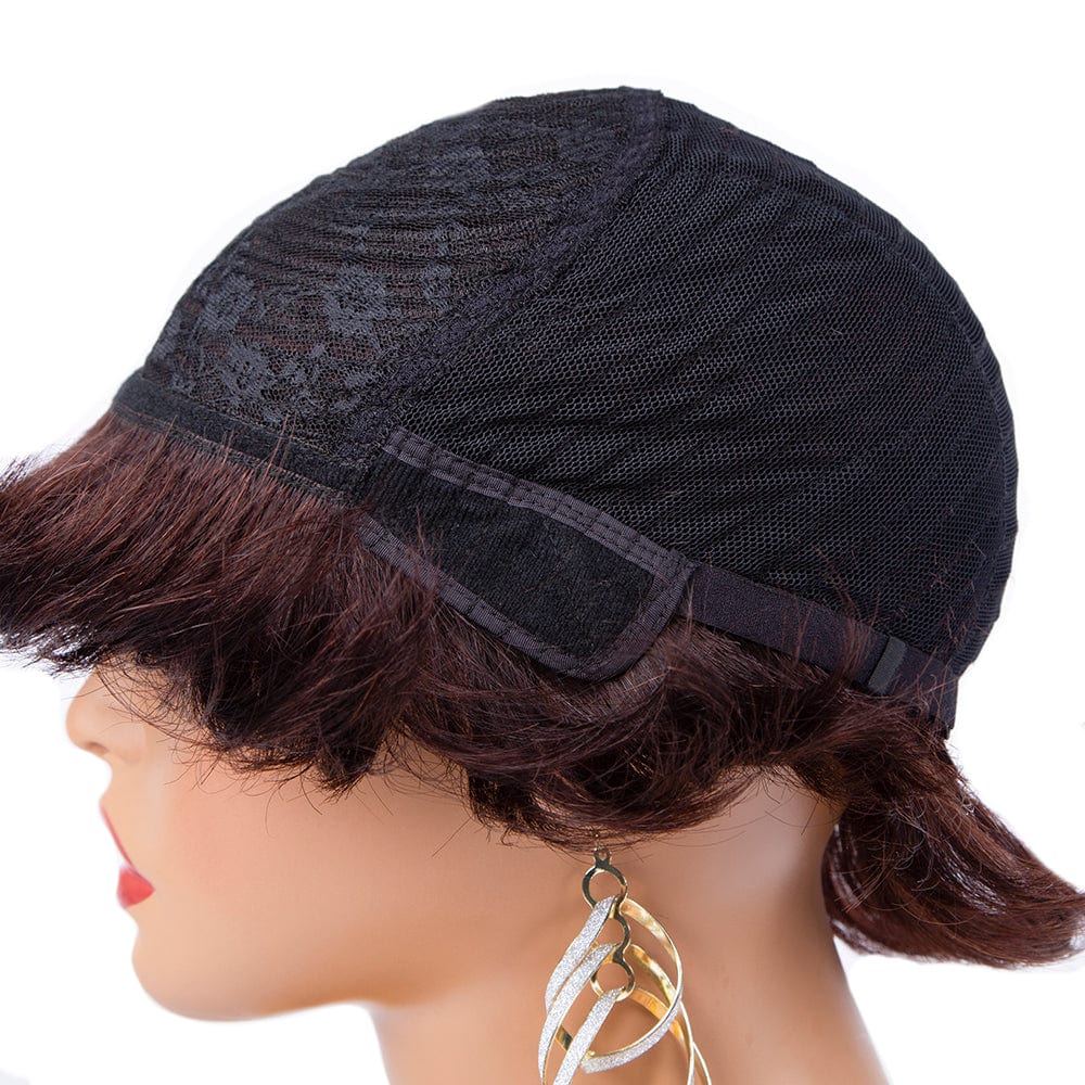6 Inches / DC-0624 Full Machine Made Wig With Bangs,Short Hair Bob Wigs,Short Straight Pixie Cut Indian Virgin Human Hair Glueless Bob Wig