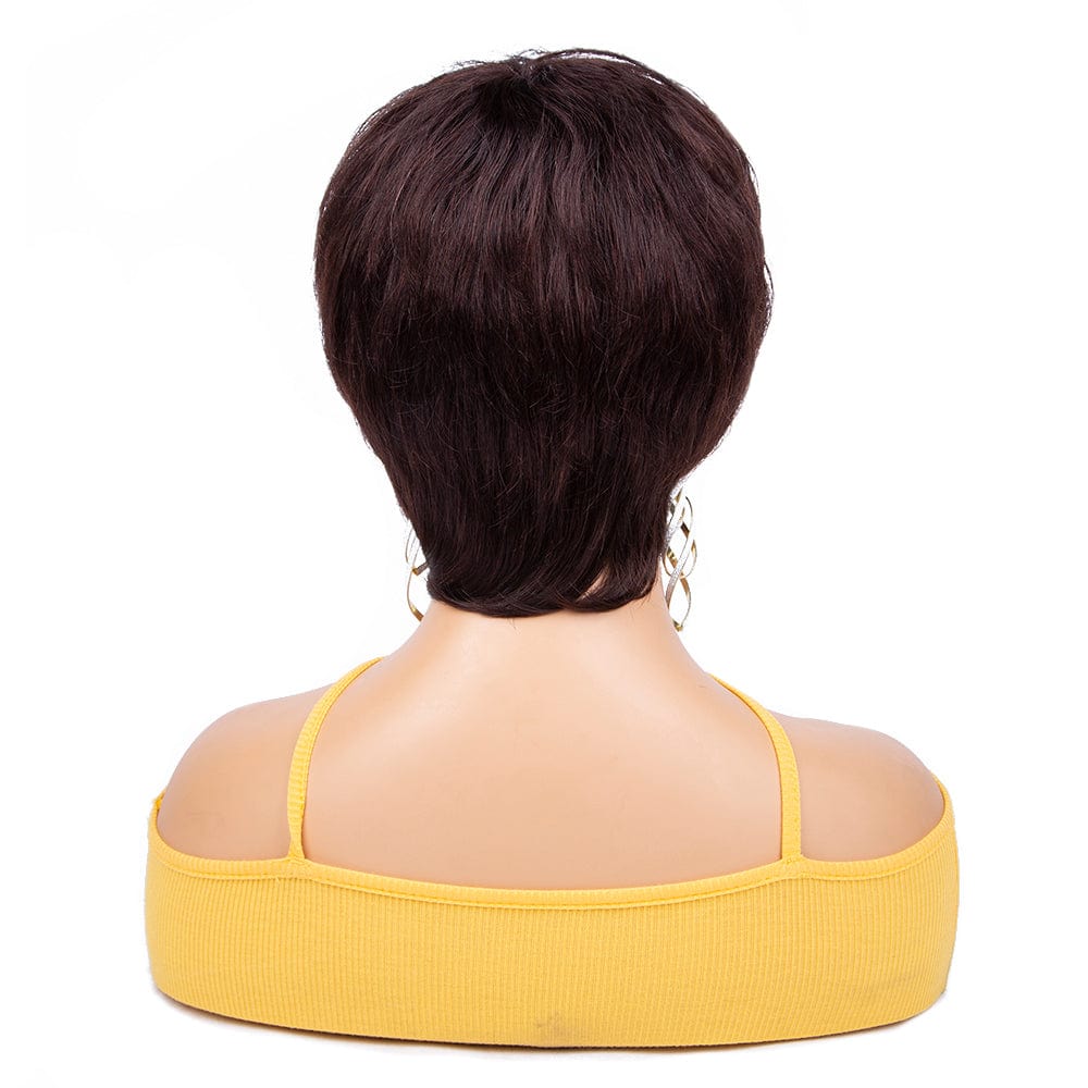 6 Inches / DC-0624 Full Machine Made Wig With Bangs,Short Hair Bob Wigs,Short Straight Pixie Cut Indian Virgin Human Hair Glueless Bob Wig
