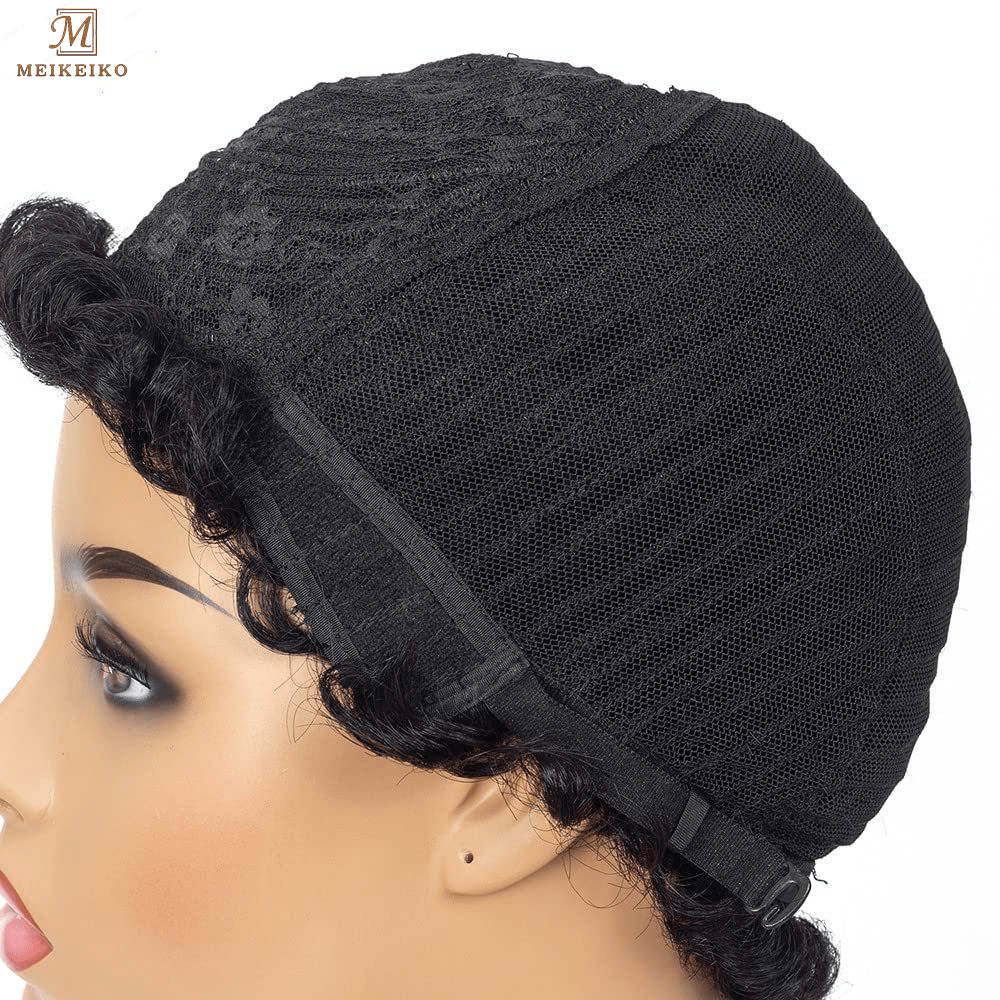 6 Inches / Natural color Afro Kinky Curly  Short Cut Wig 100% Brazilian Curly Human Hair Wig For Black Women Full Machine made  Short Pixie Cut Wig