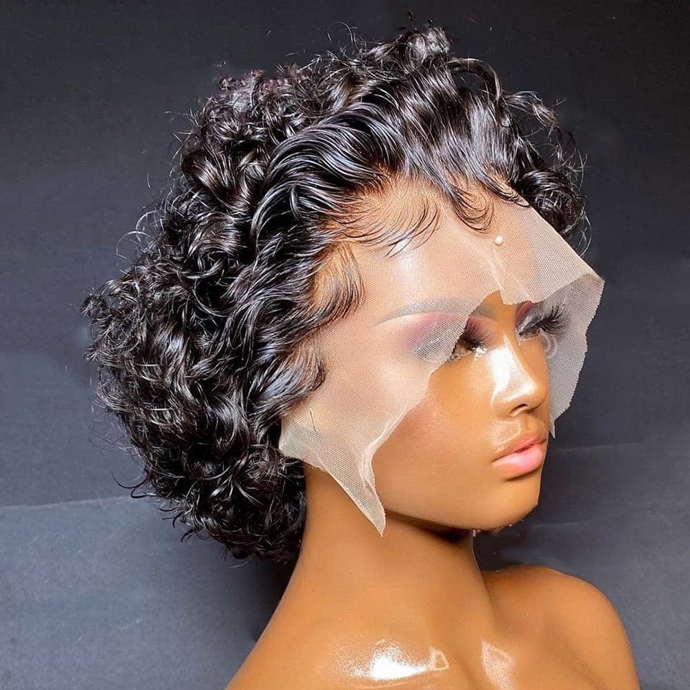 6 Inches / ombre blonde color Short Human Hair Pixie Cut Lace Wigs Human Hair Cheap Short Straight Wigs For Black Women Red Blonde color