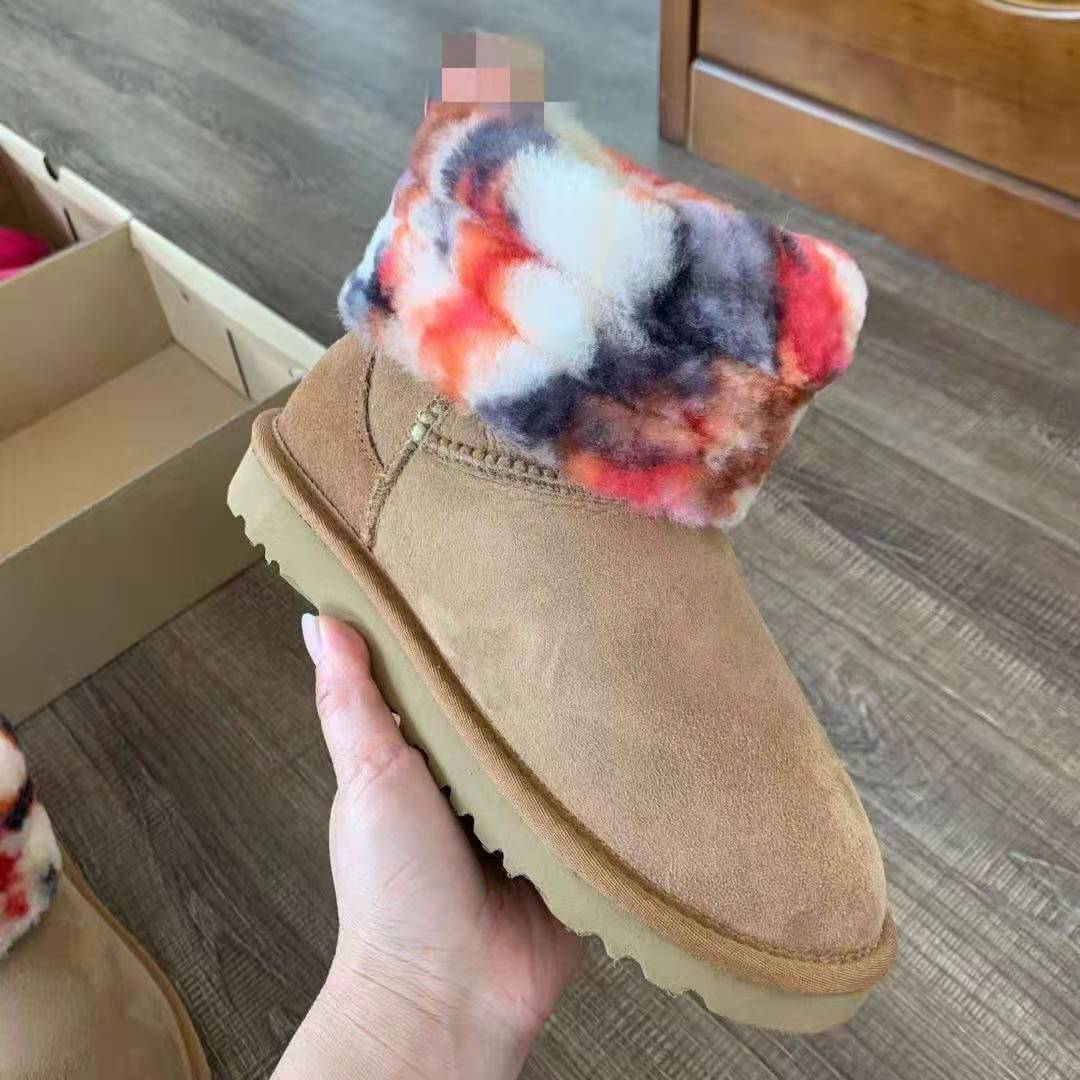 6 / JM-10 High quality winter must have women men kids size support make logo sheepskin wool on the boot shoes