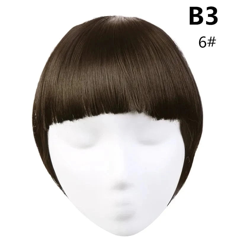 6# Wholesale 8 Inch Short Natural Hairpieces Synthetic Hair Bangs Fringe Straight Thick Neat Blun Front Clip In Bangs Extension