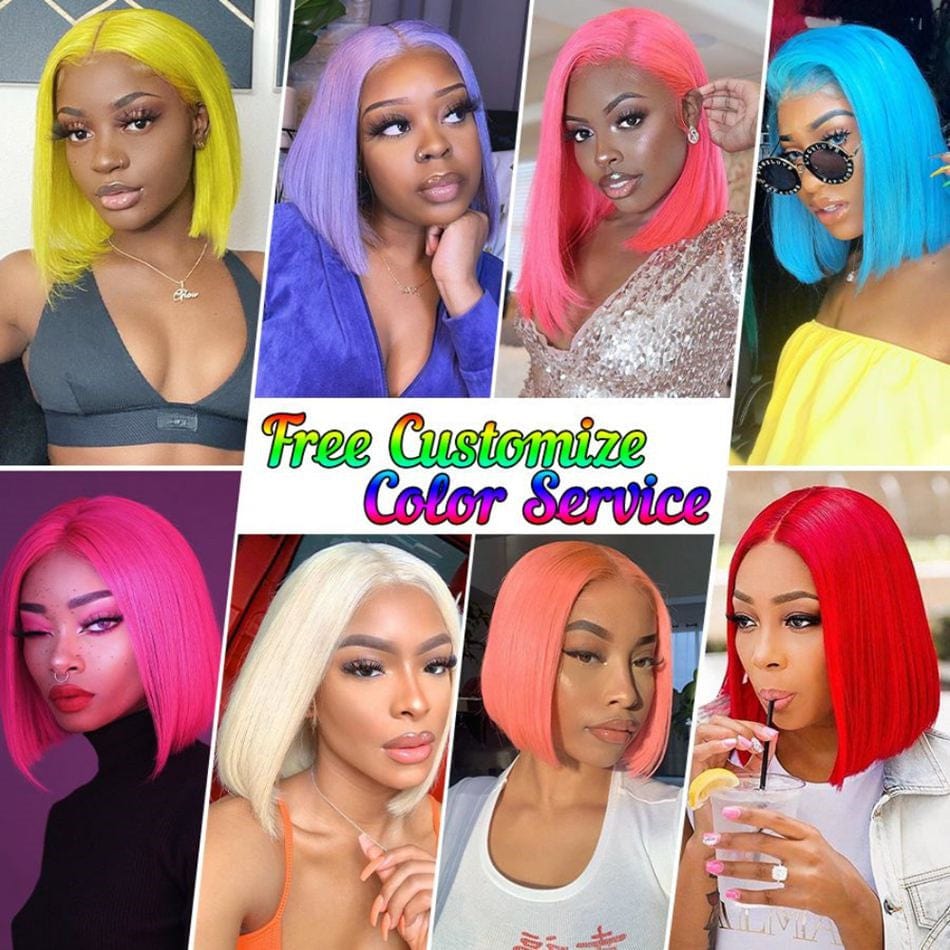 613 Blonde Short Colored Bob Wig Human Hair Lace Front Wig Vendor Pink 99J Cheap Full Lace Human Hair Bob Wigs For Black Women