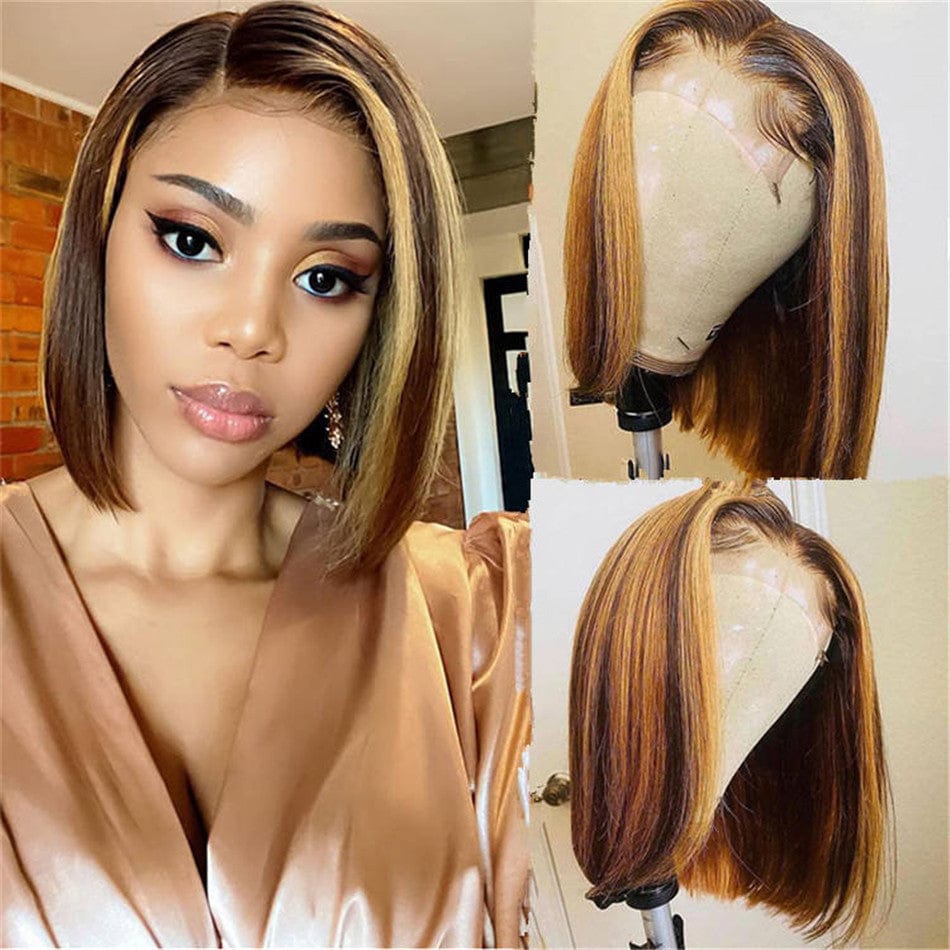 613 Blonde Short Colored Bob Wig Human Hair Lace Front Wig Vendor Pink 99J Cheap Full Lace Human Hair Bob Wigs For Black Women