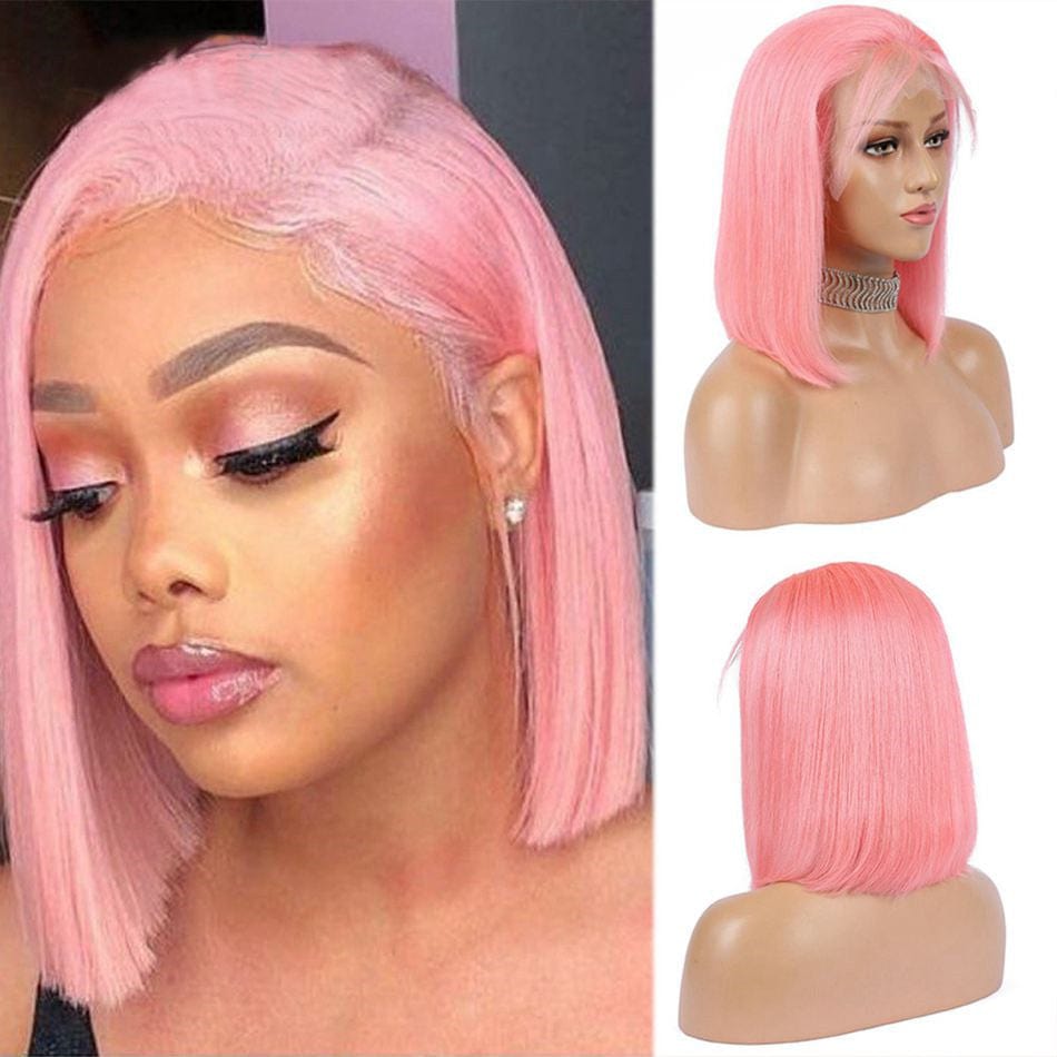 613 Blonde Short Colored Bob Wig Human Hair Lace Front Wig Vendor Pink 99J Cheap Full Lace Human Hair Bob Wigs For Black Women