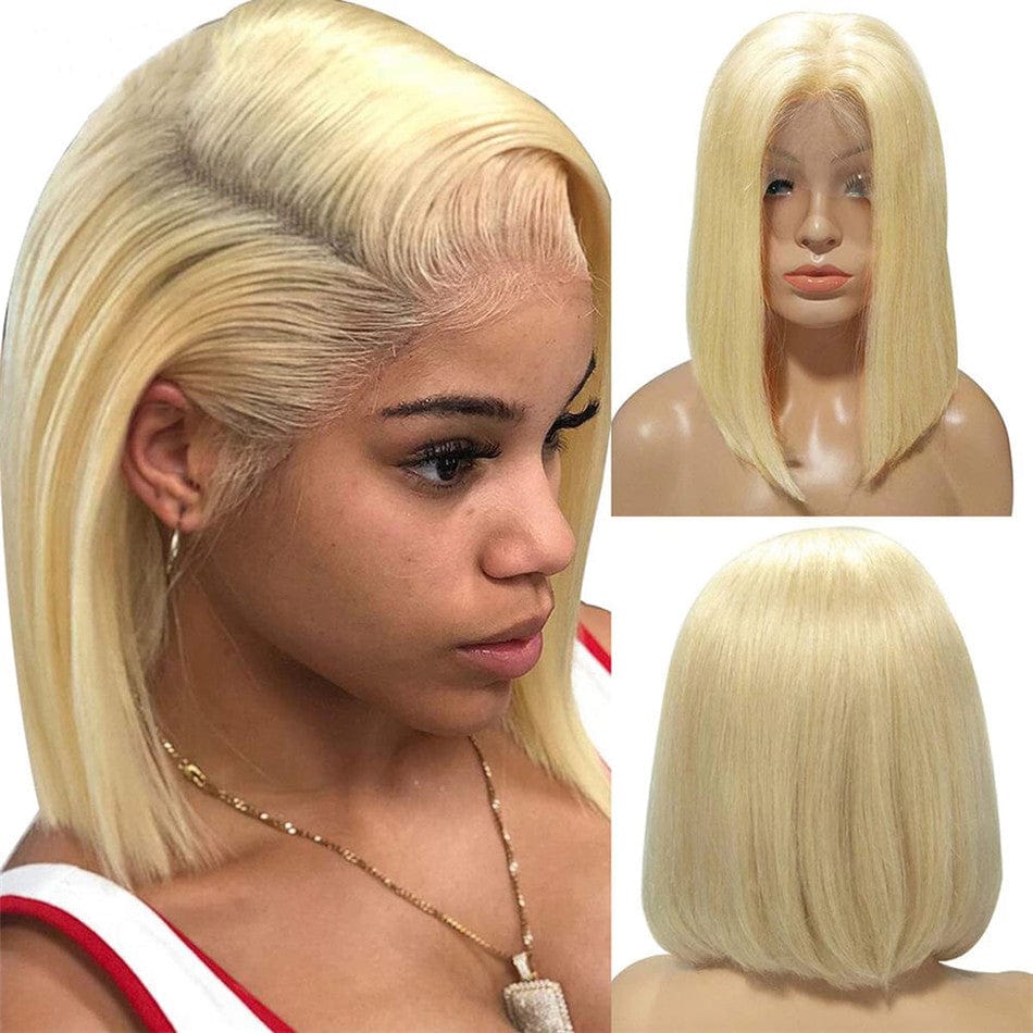 613 Blonde Short Colored Bob Wig Human Hair Lace Front Wig Vendor Pink 99J Cheap Full Lace Human Hair Bob Wigs For Black Women