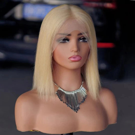 613 Blonde Straight Bob 13x4 Lace Front Human Hair Wig 180% Natural Human Hair Wig For Women Lace Closure Bob Wig