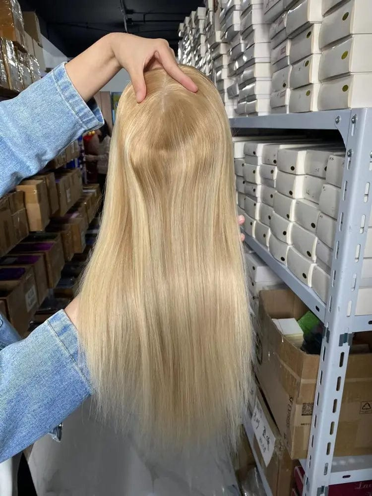 6X7" Weft Section With 4X4" Hand Tied Sulk Base / 116 16inches 100% Human Hair Toupee For Women Hair