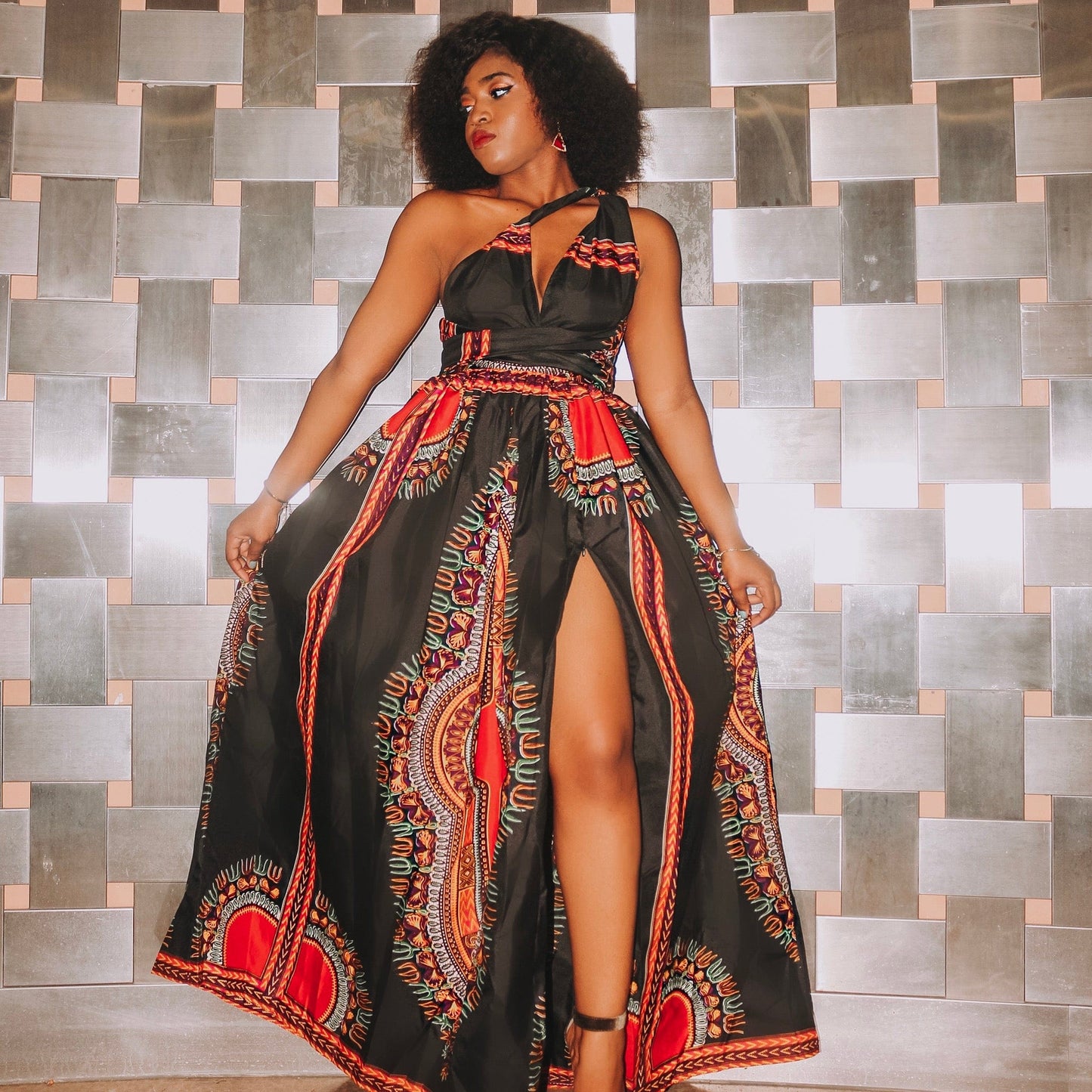 6XL / Color 1 African Kitenge Lady Casual Styles Dress Designs Plus Size Woman'S Dresses Clothing Plus Size A-Line Print Skirts And Dresses