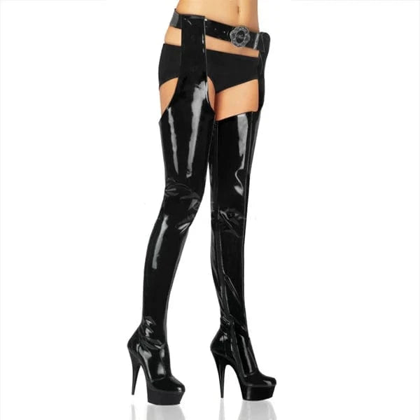 7 / Black 15 cm the pink high with knees and the waist boots nightclub dance fashion models show sexy jumpsuits boots shoes