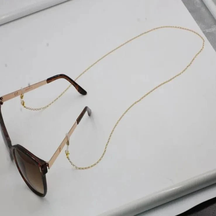 70cm / Gold Chic Europe Trendy Gold Necklace Metal Beads Hanging Chain for Sunglasses and mouth-muffle Decoration Chain with Logo Custom