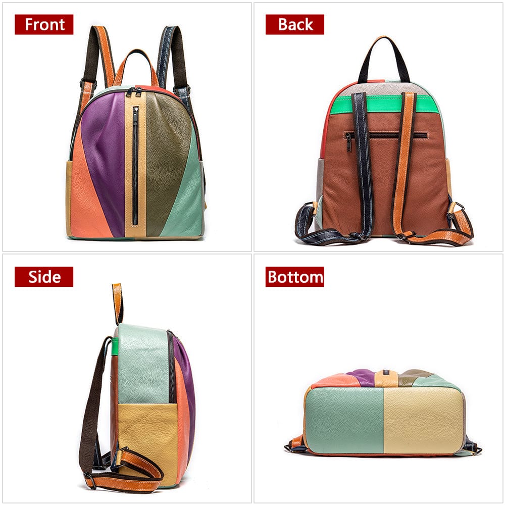 7380-colorful Marrant 7380 genuine leather design backpack wholesale mini travel waterproof patchwork backpack plain for woman backpack