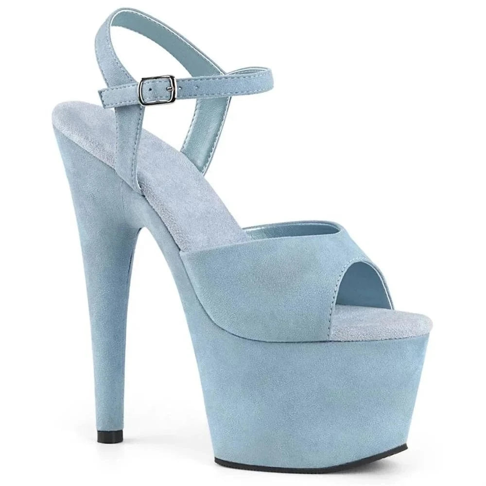 7inch-17cm sky-high sexy peep-toe high heel sandals suede pole-dancing heels