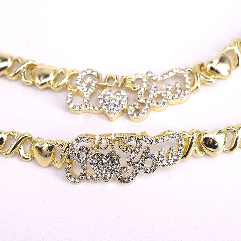 8 / 18k gold T0232 New design Hot Sale 18K gold X Heart I love you jewelry set