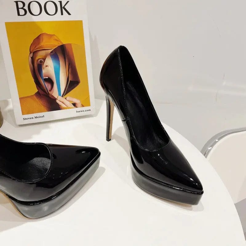 8 / Black Patent leather BUSY GIRL XSD4425 Pumps Talons pour femmes pleaser shoes platform office dress shoes ladies high heels for women heeled sandals