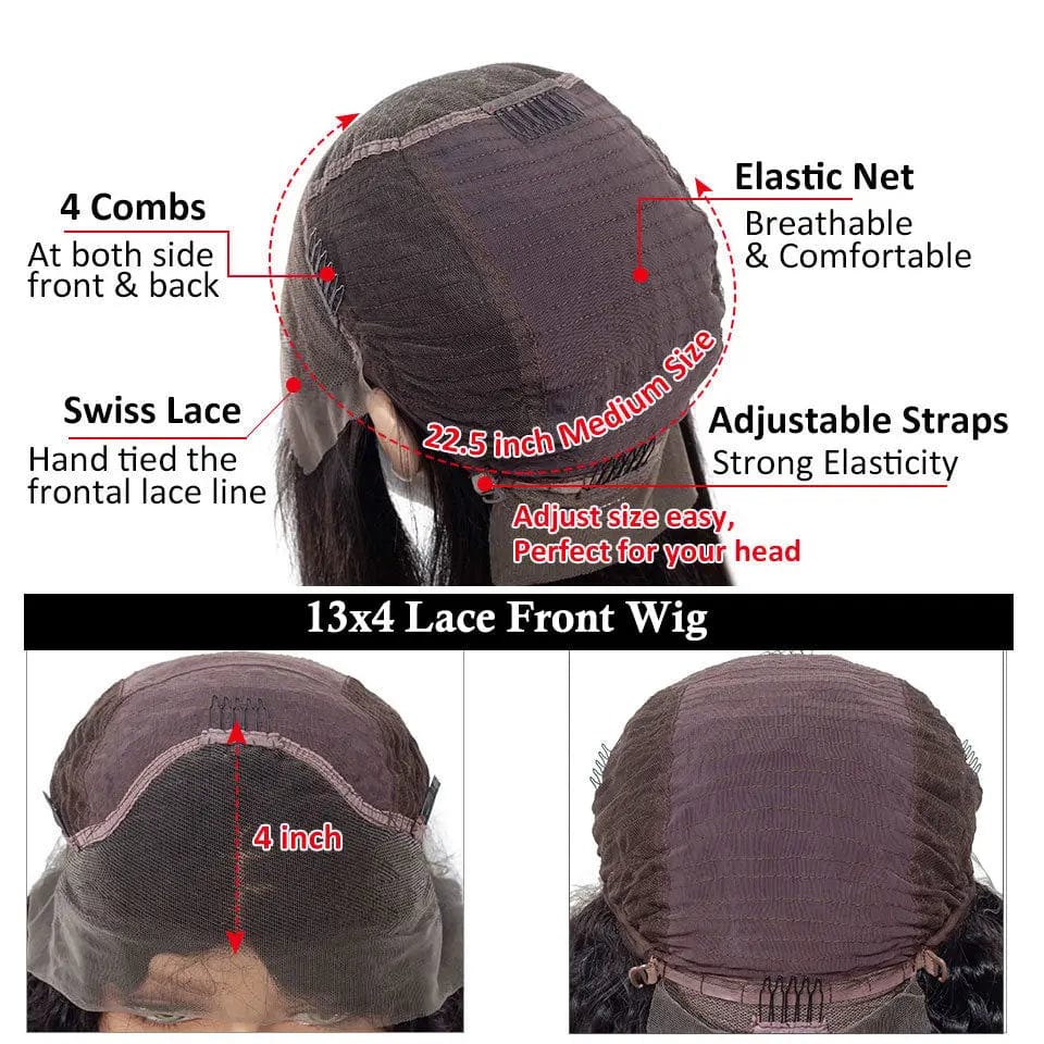 8 Inches / 13x4 Front Lace Wig Fire Red Colored 4x4 Closure Wigs With Baby Hair 100% Human Hair Wigs Transparent 13x4 Body Wave Lace Frontal Wig For Women