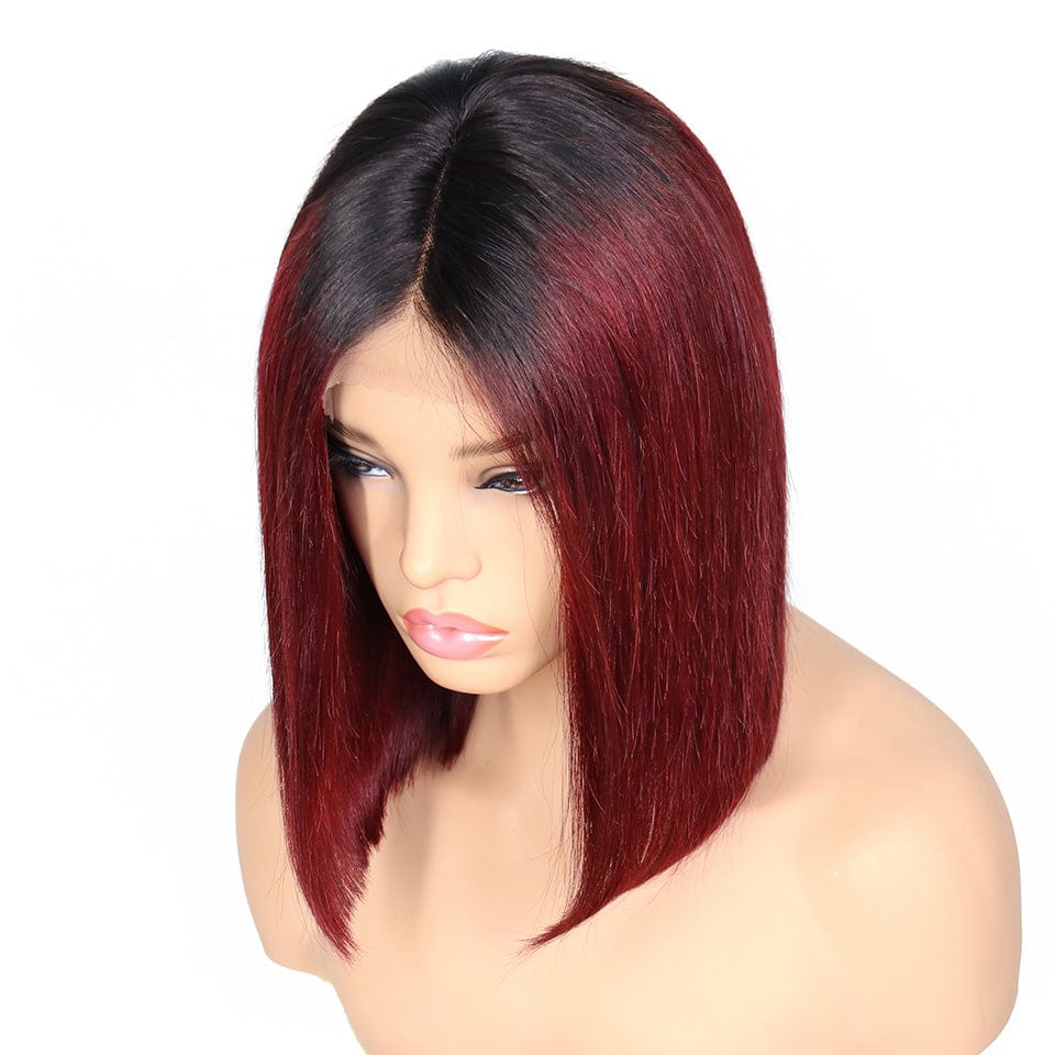8 Inches / 13x6 Lace Hot Sale 1B/99J Short BOB Wig Wine Red Burgundy Color Human Hair Wigs for Black Women 13*6 Brazilian Remy Hair Lace front wig