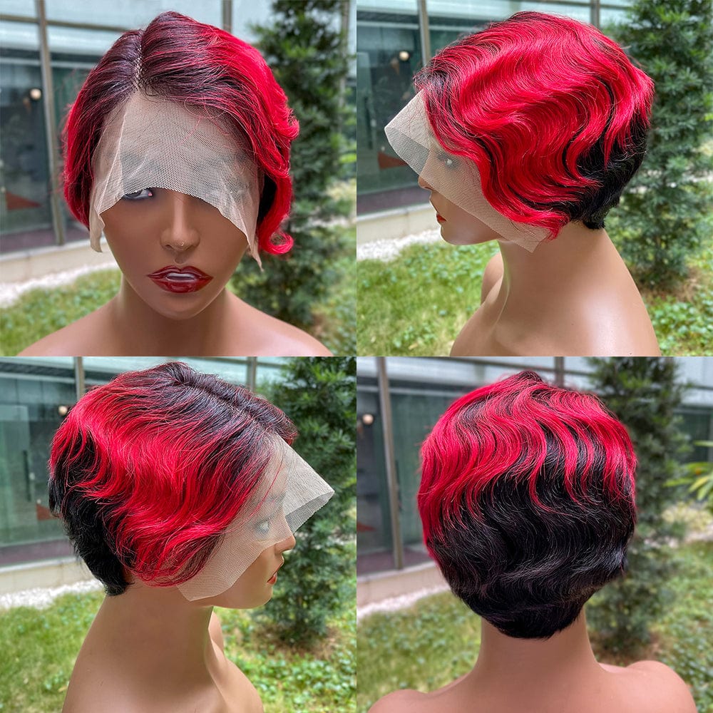 8 Inches / 2 T Part Lace Front Human Hair Wig 13x1 Lace Frontal Wigs  HD Transparent Lcae Colored Wig Remy With Baby Hair