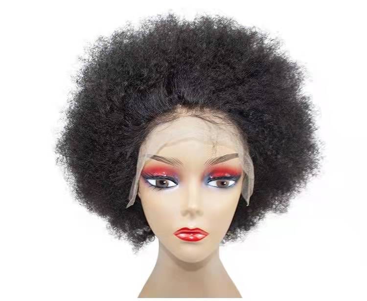 8 Inches / 4 Popularity Full Boom Curly Natural Color Mink Raw Burmese Cuticle Aligned Human Hair 13x4 Lace Frontal Wigs
