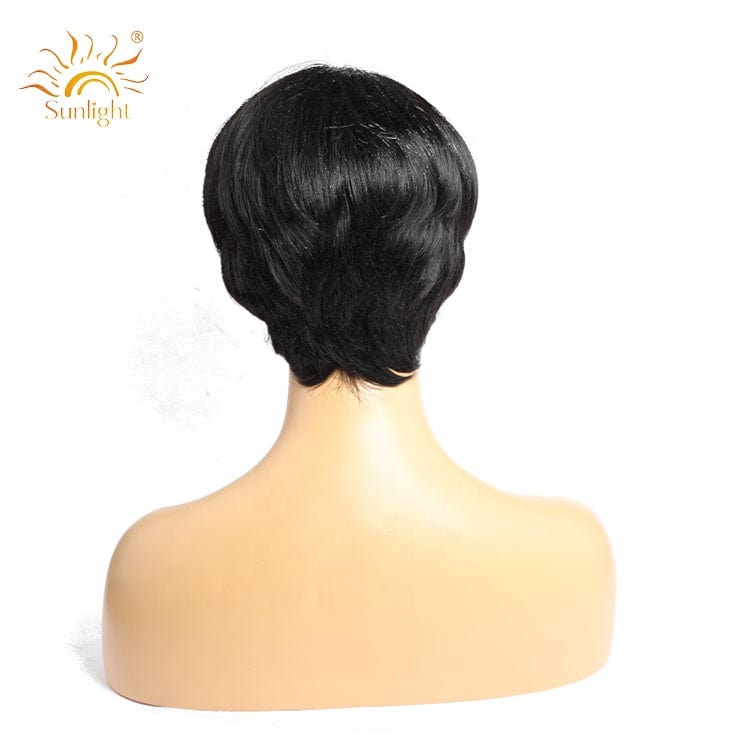 8 Inches / Black Wholesale New Sunlight hair pixie cut short hair wigs 150 density 100 % brazilian indian human hair straight bob wig short wig