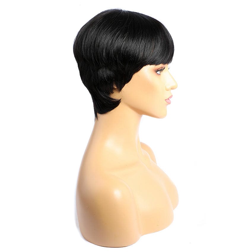 8 Inches / Black Wholesale New Sunlight hair pixie cut short hair wigs 150 density 100 % brazilian indian human hair straight bob wig short wig