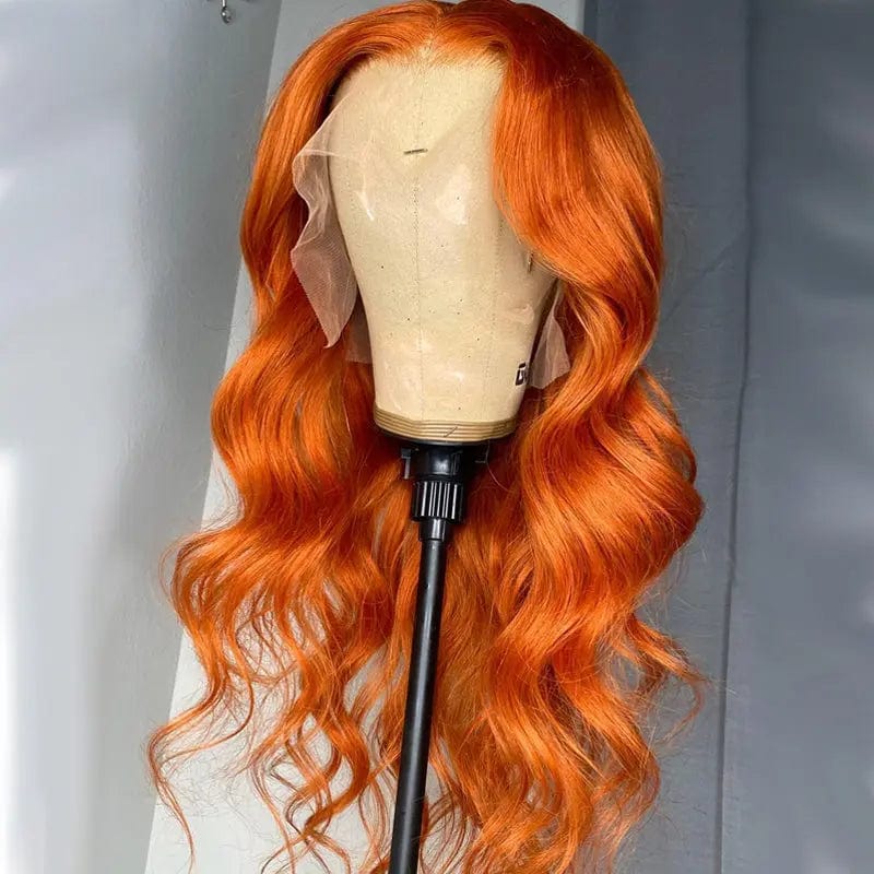 8 Inches / Color 1 Hot Selling Ginger Orange Wavy Wigs European Human Virgin Hair 13*4 Transparent HD Lace Front Wigs