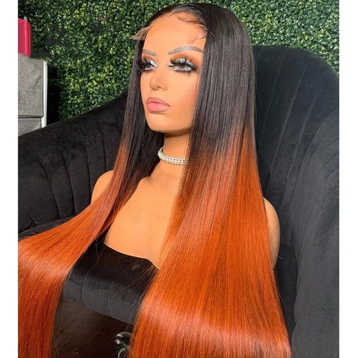 8 Inches / Color 4 Wholesale Ombre Brown Yellow Loose Wave Human Virgin Hair Lace Front Wigs for Black Women