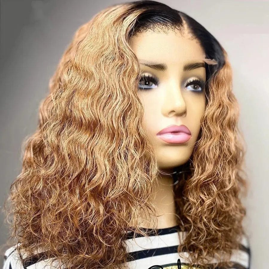 8 Inches / # Color2 Highlight Brown Deep Wave Short Bob Wig 100% Virgin Hair Brazilian Transparent HD Pre Plucked Lace Front Wig