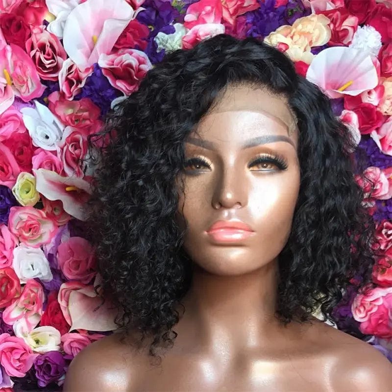 8 Inches / # Color4 Ginger Color Kinky Curly Bob Wig Bleached Knots With Baby Hair Cuticle Aligned Brazilian Hair Lace Front Wigs