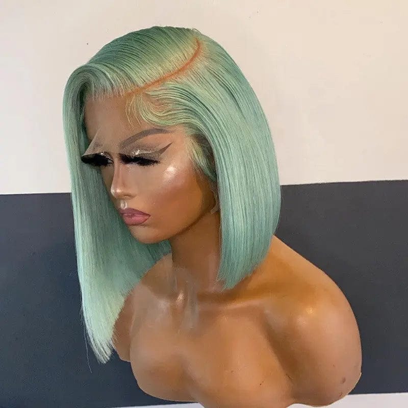 8 Inches / Light Blue Color Discount Deal Orange Ginger Bob Full Virgin