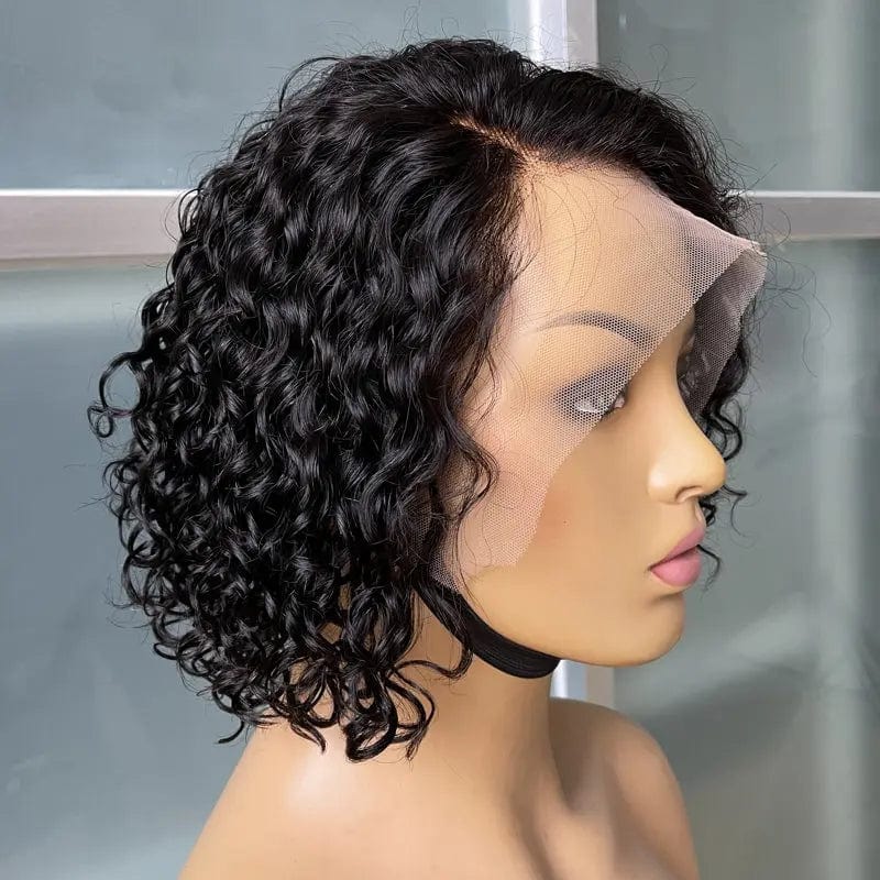 8 Inches / natural black Density Lace Front Natural Weaves and Wigs