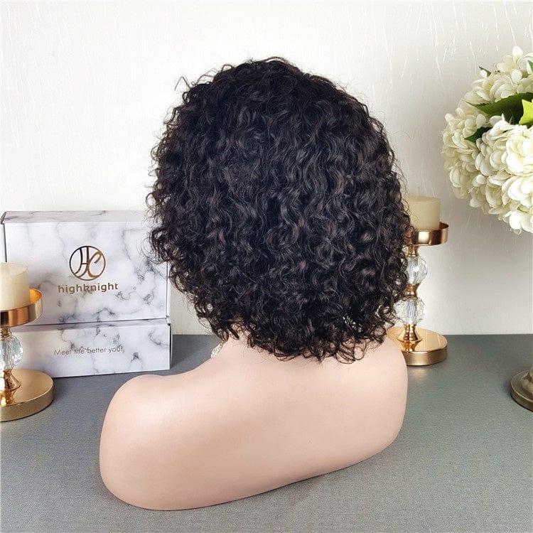 8 Inches / Natural Color Highknight Pixie Cut wig Human Hair Curly Bob Short Human Hair Wigs Bleached Knots 13x4 Lace Front Wig With Baby Hair