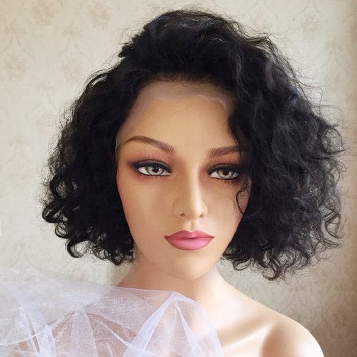 8 Inches / Natural Color Highknight Pixie Cut wig Human Hair Curly Bob Short Human Hair Wigs Bleached Knots 13x4 Lace Front Wig With Baby Hair