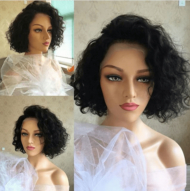 8 Inches / Natural Color Highknight Pixie Cut wig Human Hair Curly Bob Short Human Hair Wigs Bleached Knots 13x4 Lace Front Wig With Baby Hair