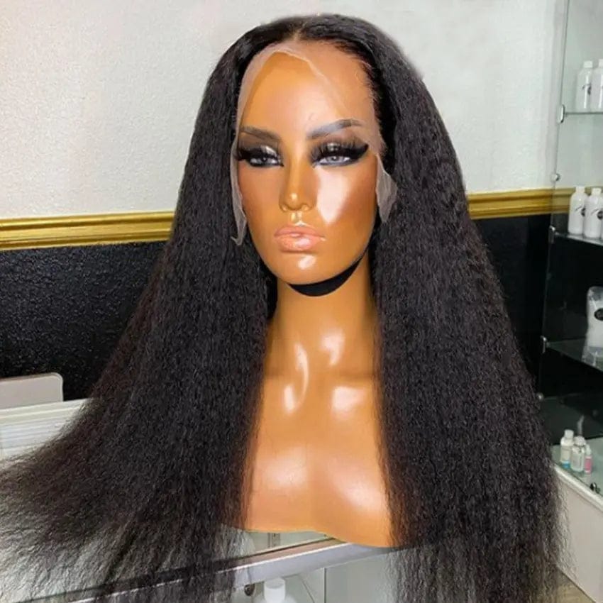 8 Inches / NATURAL COLOR Wholesale Brazilian Kinky Straight Full Lace Wig Yaki Human Hair Wigs Ombre Lace Front Human Hair Wig for Women