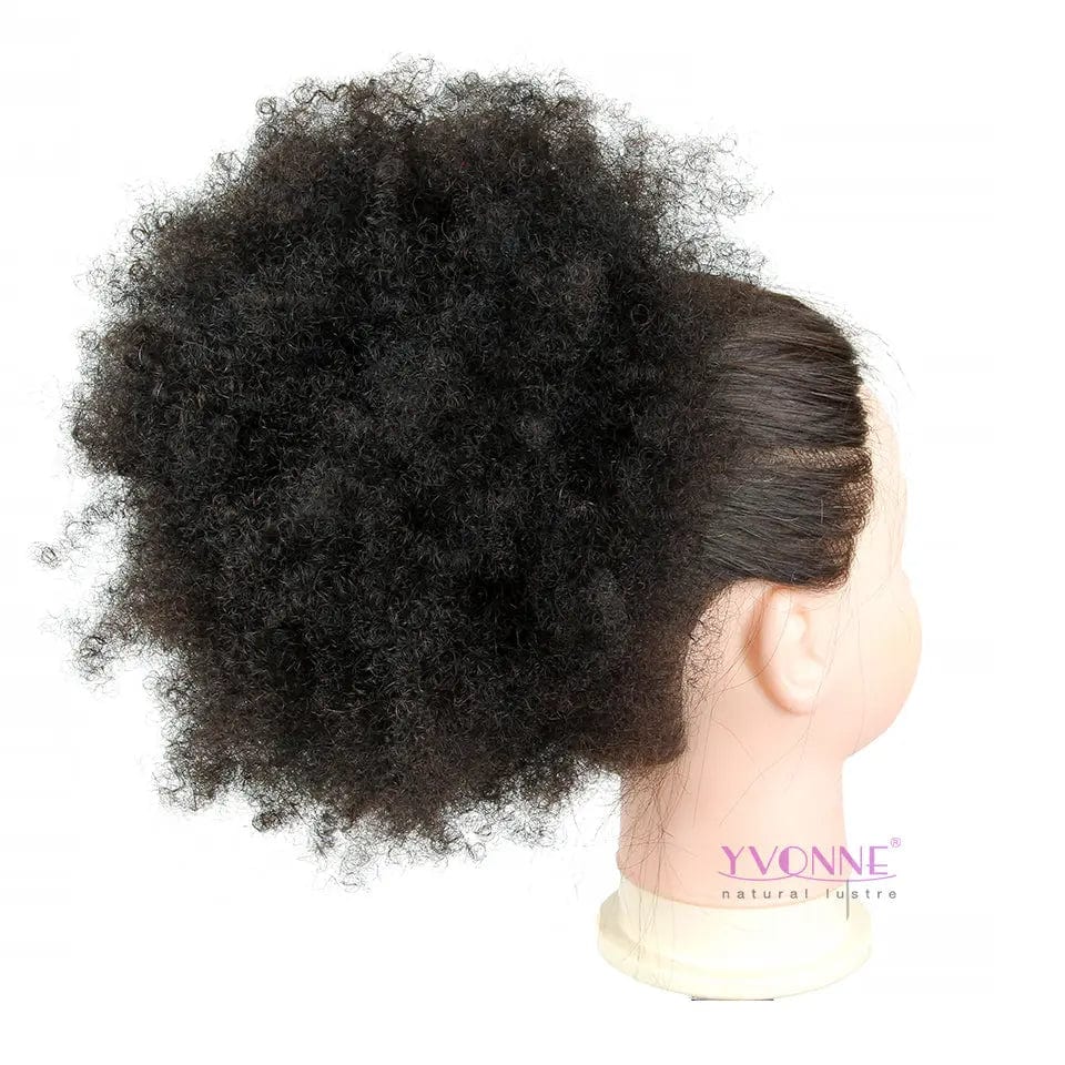8 Inches / Natural Color Yvonne real human hair drawstring ponytail afro kinky curly virgin hair ponytail clip in bindles extension for black women