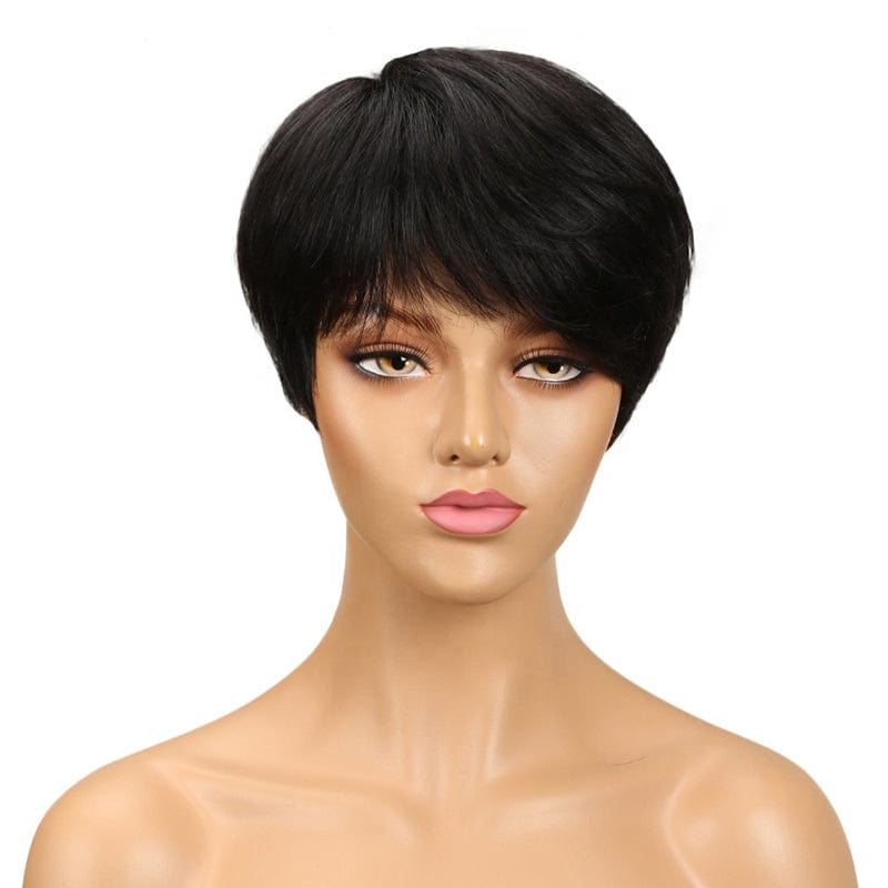 8 Inches / Natural Factory Wholesale Short Pixie Cut Wig Short Bob Wig with Bangs Red Brown Brazilian Human Hair Pixie Wigs