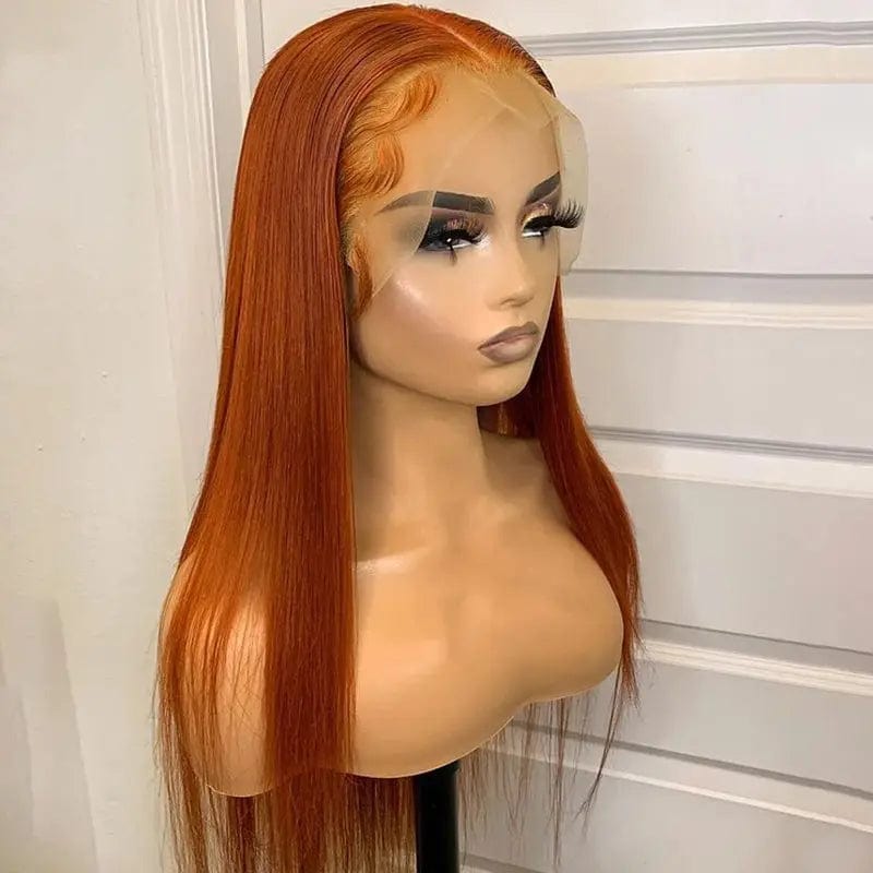 8 Inches / Ombre Blonde Color Soft Straight Transparent Ginger Orange Color Part Lace Front Real Human Hair Wig With Baby Human Hair