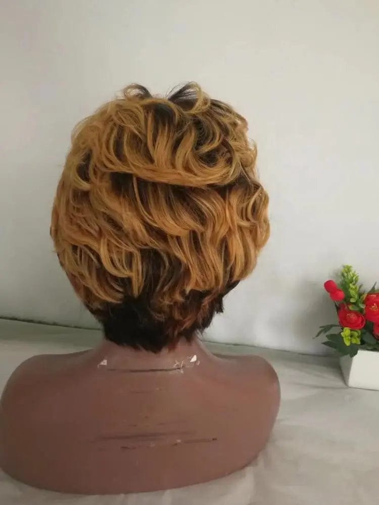 8 Inches / ombre color ombre color 1b 27 Hepburn style Cut human hair wig front lace wig