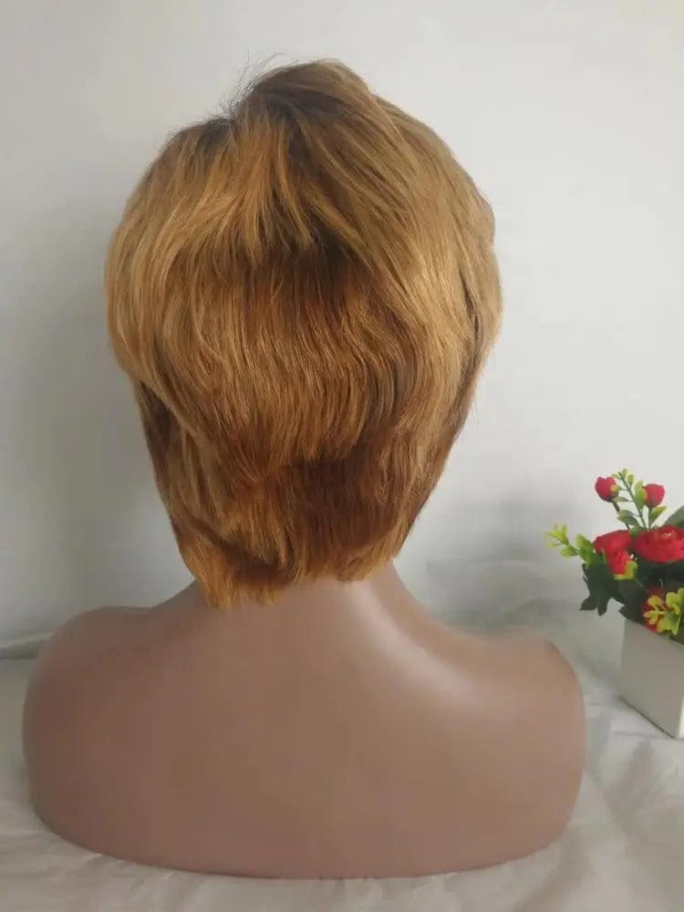 8 Inches / ombre color ombre color 1b 27 Hepburn style Cut human hair wig front lace wig