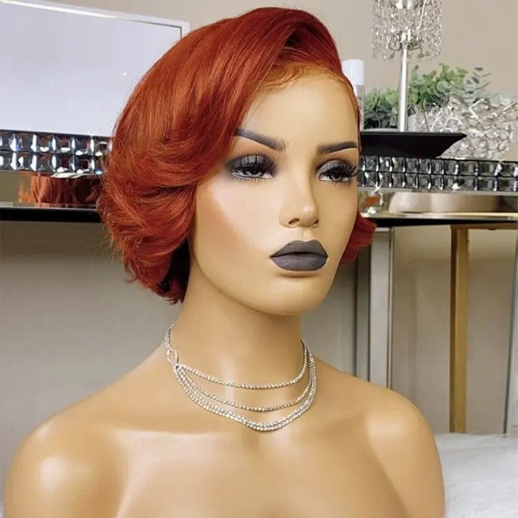 8 Inches / picture color(13x3.5) Ginger Colored Wig Orange Color Pixie Cut