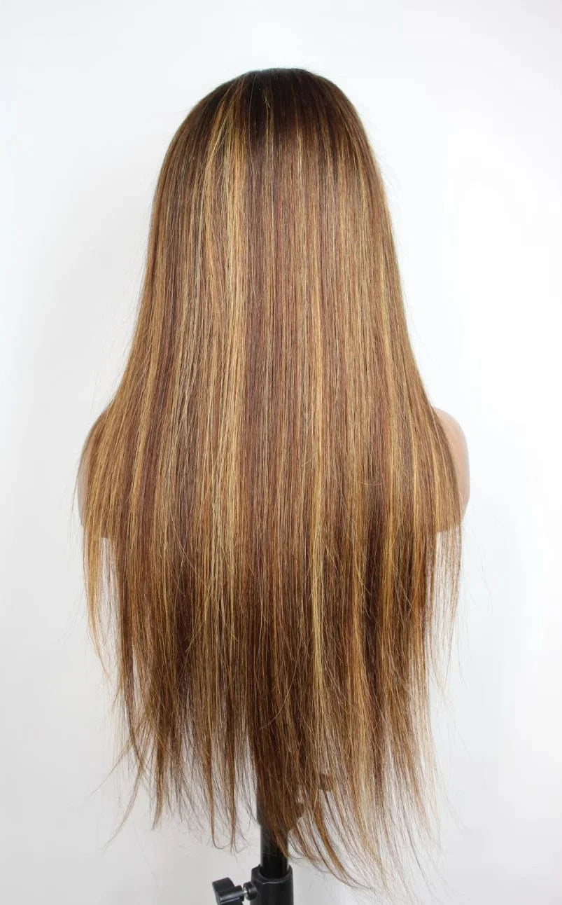 8 Inches / Straight Highlight wig Wholesale 100% Virgin Brazilian Human Hair Frontal Highlight Wigs highlight lace front human hair wig
