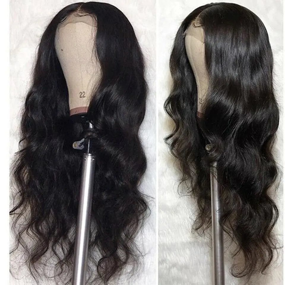 8 Inches / # style1 Virgin Natural Black Color Body Wave Wig Pre Plucked Bleached Knots Cuticle Aligned Glueless Lace Front Wigs
